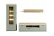 Wohnwand >MONIZ< (3-teilig) mit LED, Salbei grün/Eiche Evoke Dekor - 280x198x44 (BxHxT)