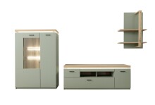 Wohnwand >MONIZ< (3-teilig) mit LED, Salbei...