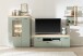 Wohnwand >MONIZ< (3-teilig) mit LED, Salbei grün/Eiche Evoke Dekor - 324x198x44 (BxHxT)