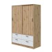 Schwebetürenschrank >ENZO< in Nodi Eiche/Artik Weiß - 140x200x60 (BxHxT)