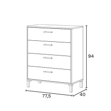Kommode >ENZO< in Nodi Eiche/Artik Weiß - 78x94x40 (BxHxT)