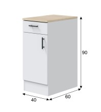 Küchenblock >KIRA< in Weiß glänzend / Eiche Dekor - 300x211x60 (BxHxT)