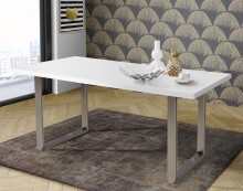 Esstisch >TABLES< in Weiss, U-Metallgestell...