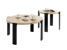 Couchtisch >54462< in eiche, schwarz, MDF, Metall - 42x75cm (HxD)