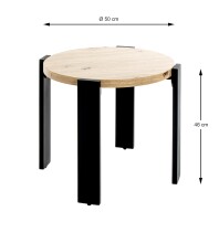 Beistelltisch >54463< in eiche, schwarz, MDF,...