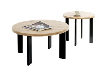 Beistelltisch >54465< in eiche, schwarz, MDF, Metall - 46x50cm (HxD)