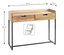 Konsole >54967< in akazie, schwarz, Massivholz, Metall - 100x80x35cm (BxHxT)