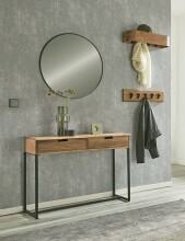 Wandgarderobe >54968< in akazie, schwarz, Massivholz, Metall - 60x13x20 (BxHxT)