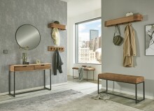 Wandgarderobe >54968< in akazie, schwarz, Massivholz, Metall - 60x13x20 (BxHxT)