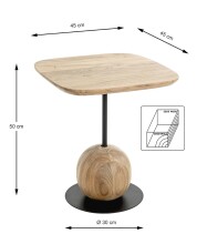 Beistelltisch >54970< in akazie, schwarz - 45x50x45...