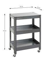Servierwagen >55818< in anthrazit, Metall - 50x75x32cm (BxHxT)