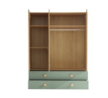 Kleiderschrank >Birta< 2 Schübe, 3 Türen, Artisan Eiche Dekor /Salbei - 153,8x200x58,2 (BxHxT)