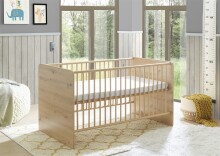 Babybett >Birta< 3 Schlupfsprossen, Artisan Eiche Dekor / Salbei - 78x90x143cm (BxHxT)