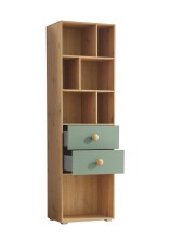Standregal >Birta< 2 Schübe, 7 Fächer, Artisan Eiche Dekor/Salbei - 60x200x38,2cm (BxHxT)