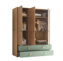 Babyzimmer-Komplettset >Birta< (3-teilig) Artisan Eiche / Salbei, Schrank, Wickelkommode, Babybett