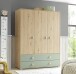 Babyzimmer-Komplettset >Birta< (3-teilig) Artisan Eiche / Salbei, Schrank, Wickelkommode, Babybett