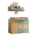 Wickelkommode >Birta< (2-teilig) in Artisan Eiche Dekor / Salbei - 120x99,3x77,6cm (B/H/T)