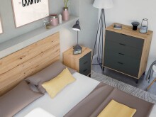 Komplettschlafzimmer >ENZO< (6-teilig) Nodi Eiche Dekor / Anthrazitgrau