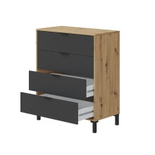 Komplettschlafzimmer >ENZO< (6-teilig) Nodi Eiche Dekor / Anthrazitgrau