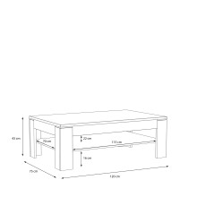 Couchtisch >COFFEE TABLES< mit Ablageboden, in Weiss Glanz - 120x43x75cm (BxHxT)