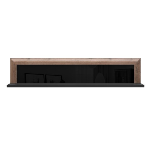 Wandboard >SAVONA< in Schlammeiche Dekor / schwarz - 132,9x27,7x22cm (BxHxT)