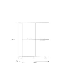 Highboard >SILBA< 4 Türen, Salbei - 109,9x138,2x41,1cm (BxHxT)