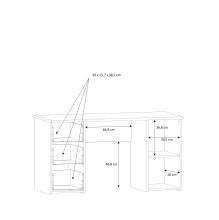 Schreibtisch >NET307< 3 Schübe, 1 Tür, Weiss / Artisan Eiche Dekor - 138,2x75,3cm (BxH)
