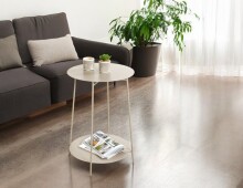 Beistelltisch >54183< in grau (Kaschmirgrau), Metall - 60x45cm (HxD)