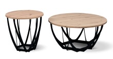 Couchtisch >Mella 2< Metall in schwarz / Artisan Eiche Dekor - 40x80 (HxD)