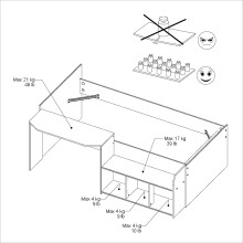 Hochbett >Jade< Liegefläche 90x200cm, Grün - Eiche Dekor - 203x136x79cm (LxBxH)