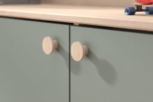 Hochbett >Jade< Liegefläche 90x200cm, Grün - Eiche Dekor - 203x136x79cm (LxBxH)