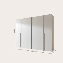Dreh-/Schwebetürenschrank >Maturs< 10 Böden, 2 Stangen, in Weiß, Dekorfolie - 267x205x57cm (BxHxT)