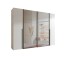 Kleiderschrank >Maturs< 10 Böden, 2 Stangen, Weiß Dekorfolie / Spiegel - 267x205x57cm (BxHxT)