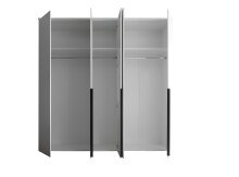 Drehtürenschrank >Kevo< mit Spiegel, 3 Böden, 3 Stangen, Weiß Dekor - 225x225x52cm (BxHxT)