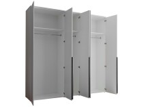 Drehtürenschrank >Kevo< 3 Böden, 3 Stangen, 5 Türen, Weiß Dekor - 225x225x52cm (BxHxT)