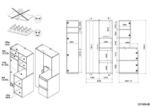 Mehrzweckschrank-Set >Laundry 3< (3-teilig) Weiss / Eiche Dekor - 204x184x67cm (BxHxT)