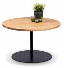Couchtisch >Leo 1< in schwarz + Wildeiche Massivholz, Massivholz - 45x70 (HxD)