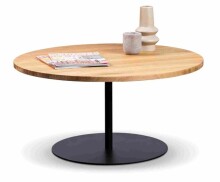 Couchtisch >Leo 2< in schwarz + Wildeiche Massivholz - 40x80 (HxD)