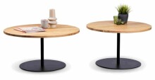 Couchtisch >Leo 2< in schwarz + Wildeiche Massivholz - 40x80 (HxD)