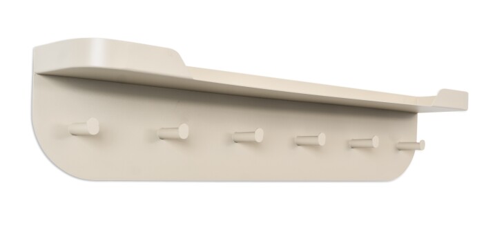Garderobenleiste >Jil 1< 6 Haken, 1 Ablage, cremeweiß, Metall  - 70x15x12cm (BxHxT)