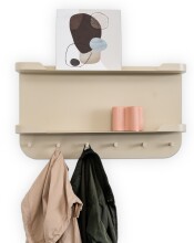 Garderobenleiste >Jil 2< 6 Haken, 2 Ablagen, cremeweiß, Metall - 70x40x12cm (BxHxT)