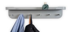 Garderobenleiste >Jil 1< 6 Haken, 1 Ablage, grau, Metall - 70x15x12cm (BxHxT)