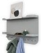 Garderobenleiste >Jil 2< 6 Haken, 2 Ablagen, grau, Metall - 70x40x12cm (BxHxT)
