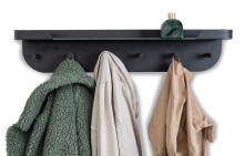 Garderobenleiste >Jil 1< 6 Haken, 1 Boden, anthrazit, Metall - 70x12x15cm (BxHxT)