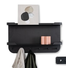 Garderobenleiste >Jil 2< 6 Haken, 2 Böden, anthrazit, Metall - 70x40x12cm (BxHxT)