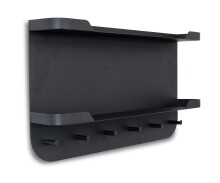 Garderobenleiste >Jil 2< 6 Haken, 2 Böden, anthrazit, Metall - 70x40x12cm (BxHxT)