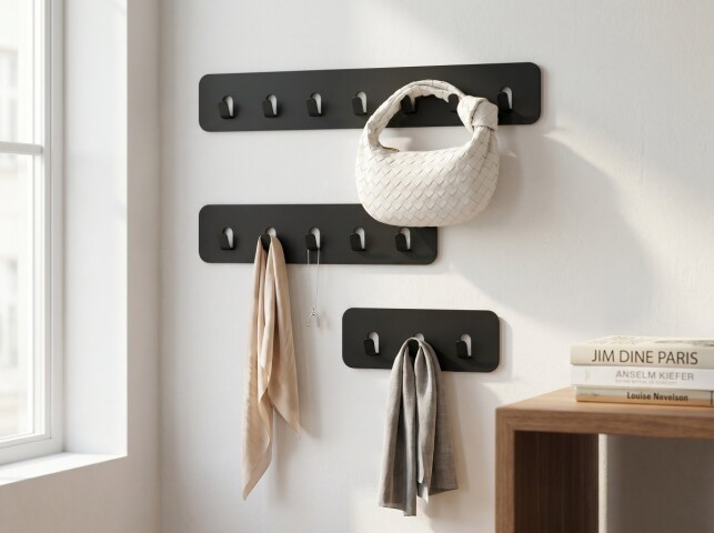 Garderobenleiste >Tilly 2< 5 Haken, anhrazit, Metall - 50x10x3cm (BxHxT)