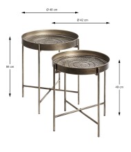 Beistelltisch >55223< (2er Set) in kupfer, Metall -...