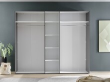 Drehtürenschrank >Aska< 6 Böden, 1 Stange, Graphit / Mauvella Eiche Dekor - 249x210x53 (BxHxT)