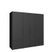Drehtürenschrank >MOKKARIS< 4 Schübe, 4 Türen, in Schwarz - 205,9x200,1x58,8cm (BxHxT)
